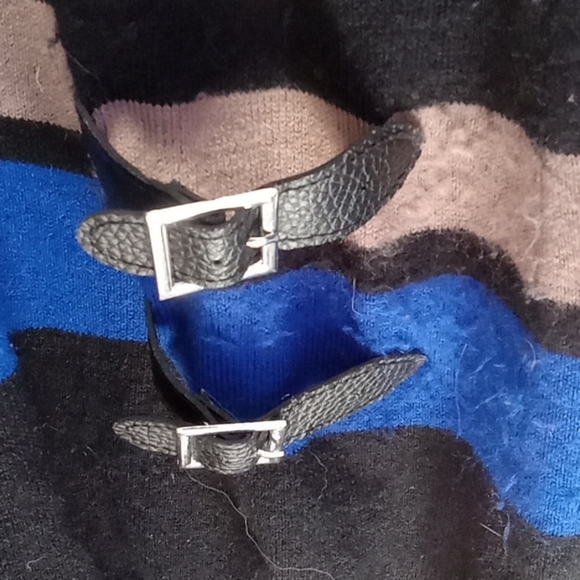 Retro Venus Sweater Dress Size L Stripes Black Blue Tan Striped Long Sleeve - Picture 3 of 9